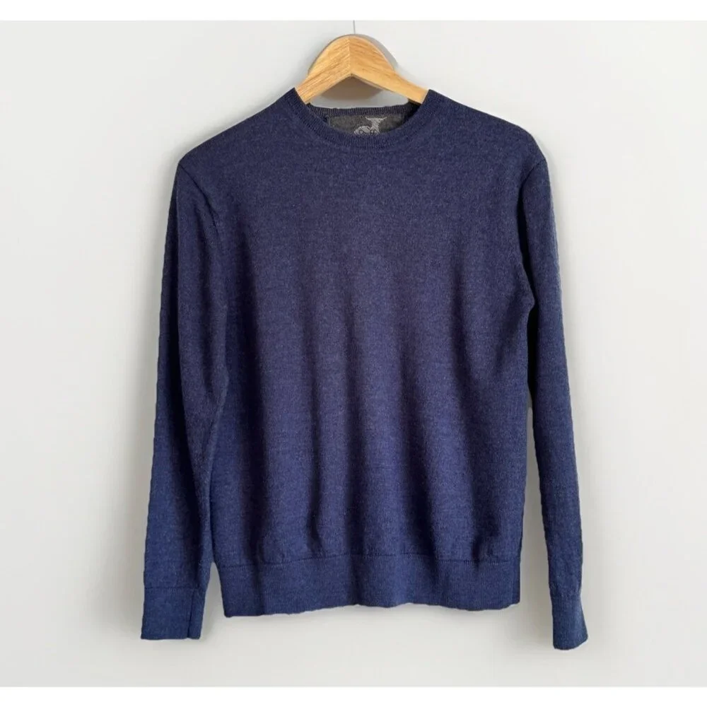 Raffi Men’s 100% Merino Wool Pullover Sweater Sz Medium Large Blue Fall Winter